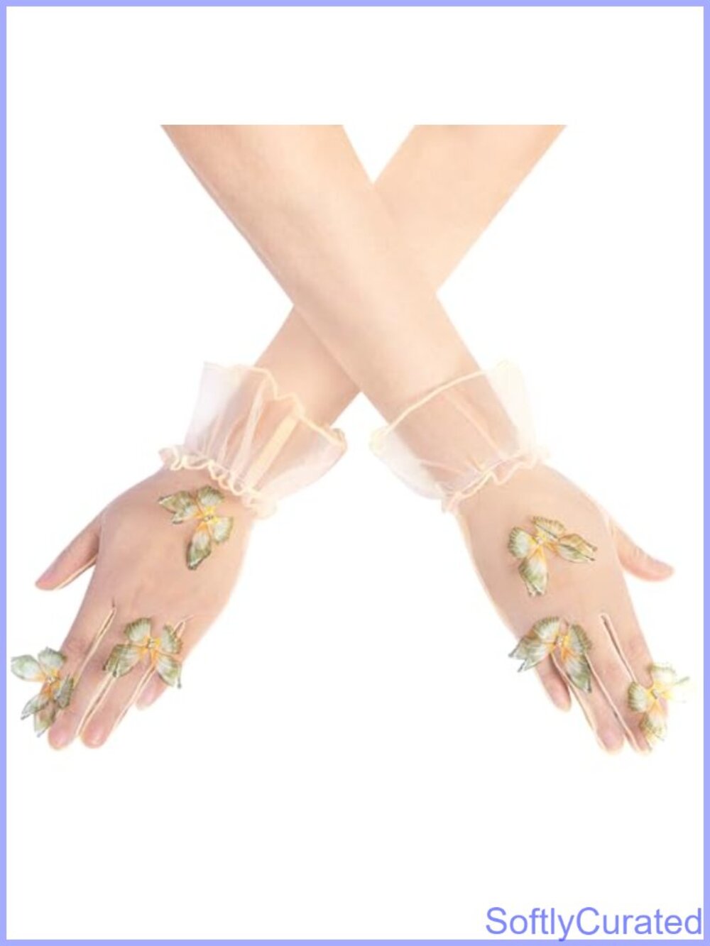 Mesh Lace Gloves with 3D Butterflies One Size Tea Party